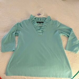 Ruffle collar 3/4 sleeve top in mint green (m)
